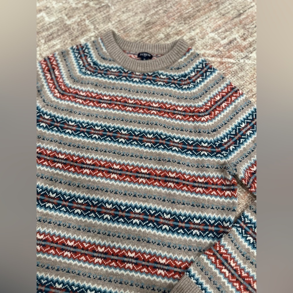 J Crew Sweater Mens Small Lambs Wool Fair Isle Nordic Pullover Long Sleeve Knit - Picture 2 of 9